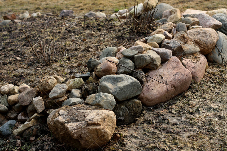 beautiful flower bed of stones