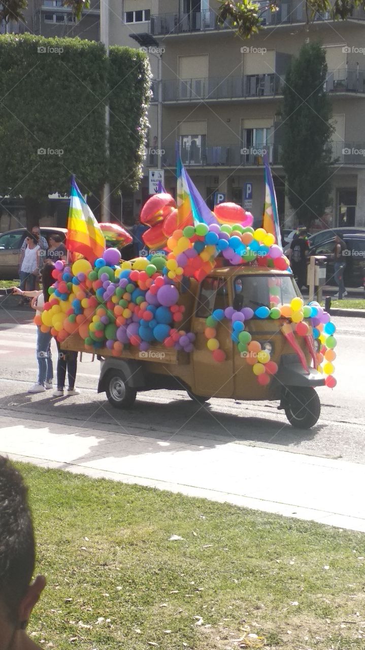 Ape car in gay pride