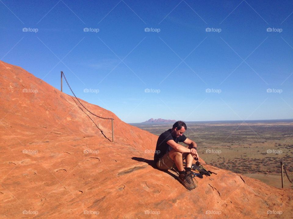 Resting on Uluru 