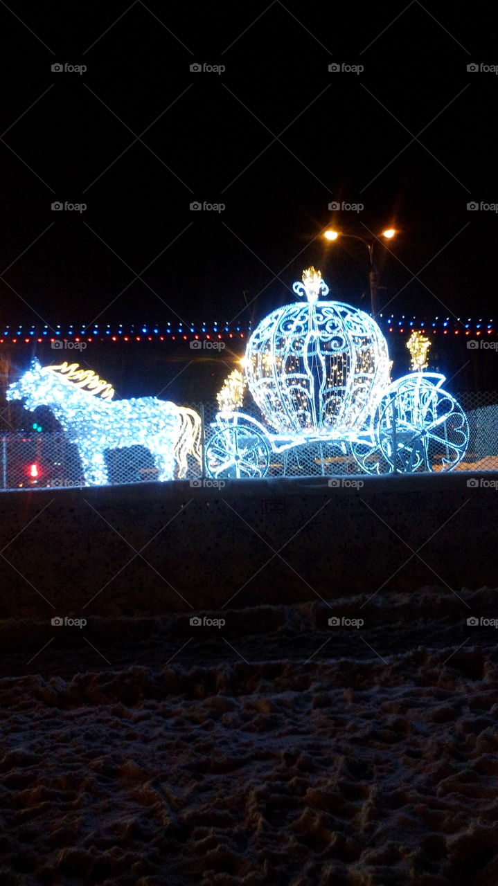 Samara, night, Christmas decoration