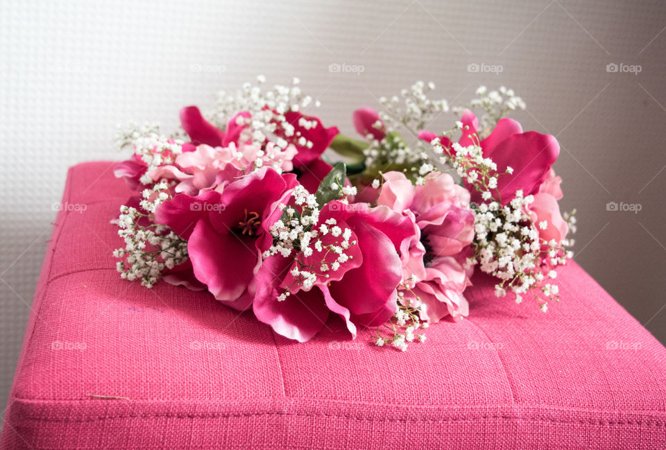 Pink flower crown, bright colors