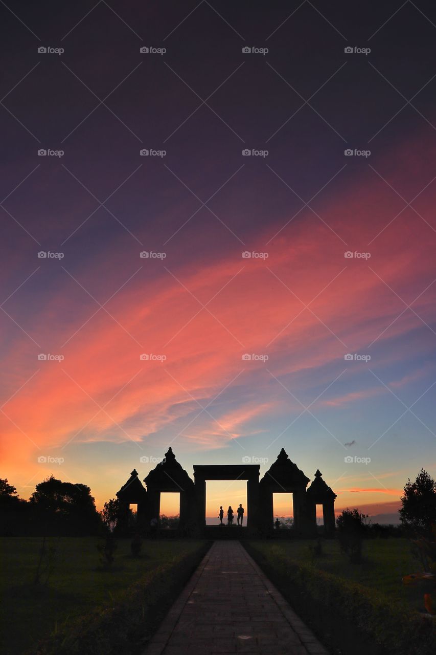 After sunset in ratu boko archaelogical site, near Jogjakarta, Indonesia