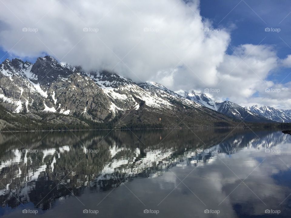 Reflection of the Teton mountains 