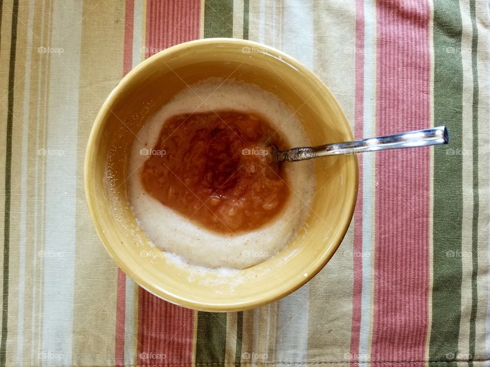 Cream of Wheat cereal with homemade applesauce
