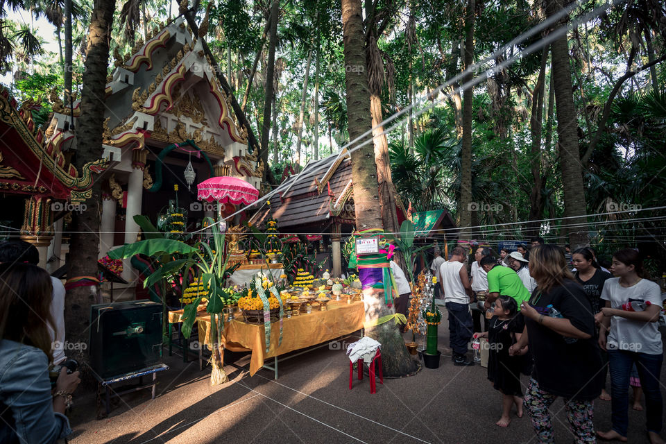 People in the temple in Thailand 