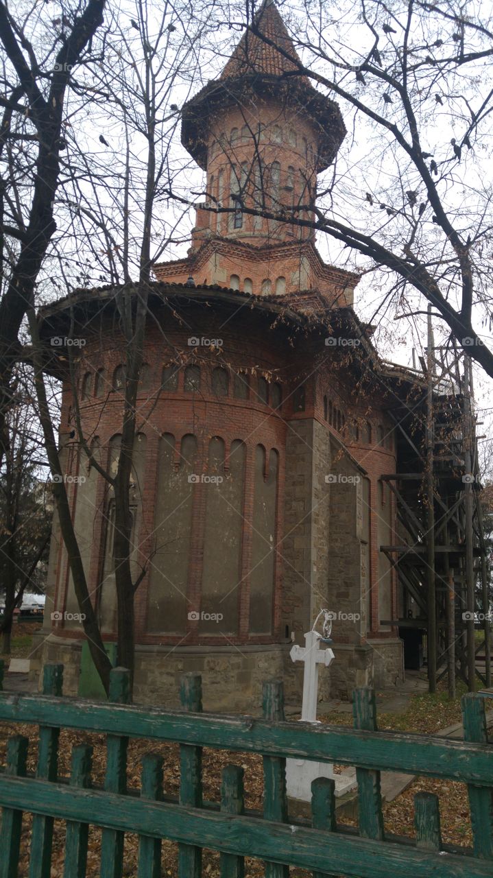 Low angle view of church in the cemetery