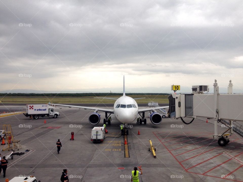 Jet plane getting ready to board