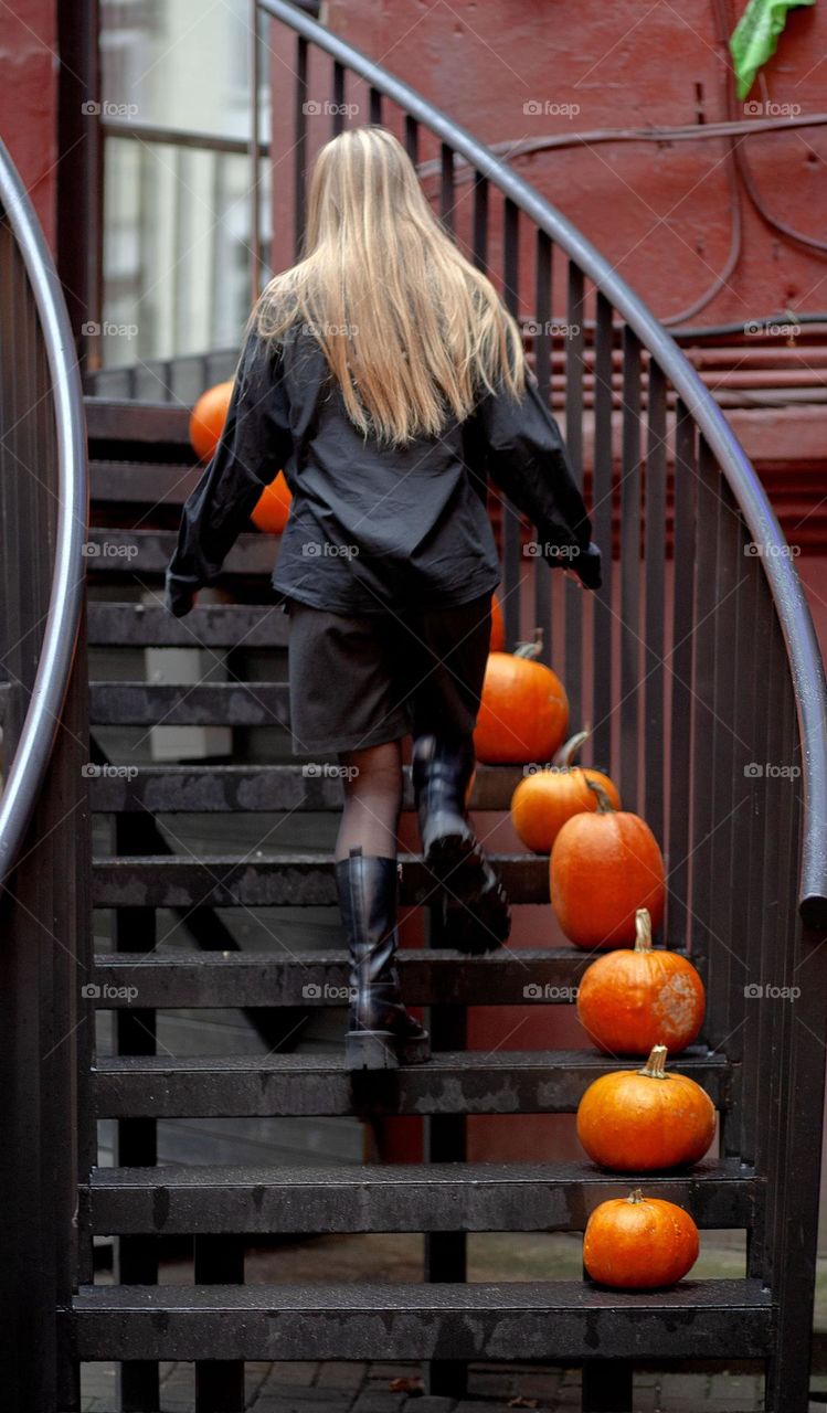 Bright colors of autumn, autumn holiday, pumpkins as decoration.