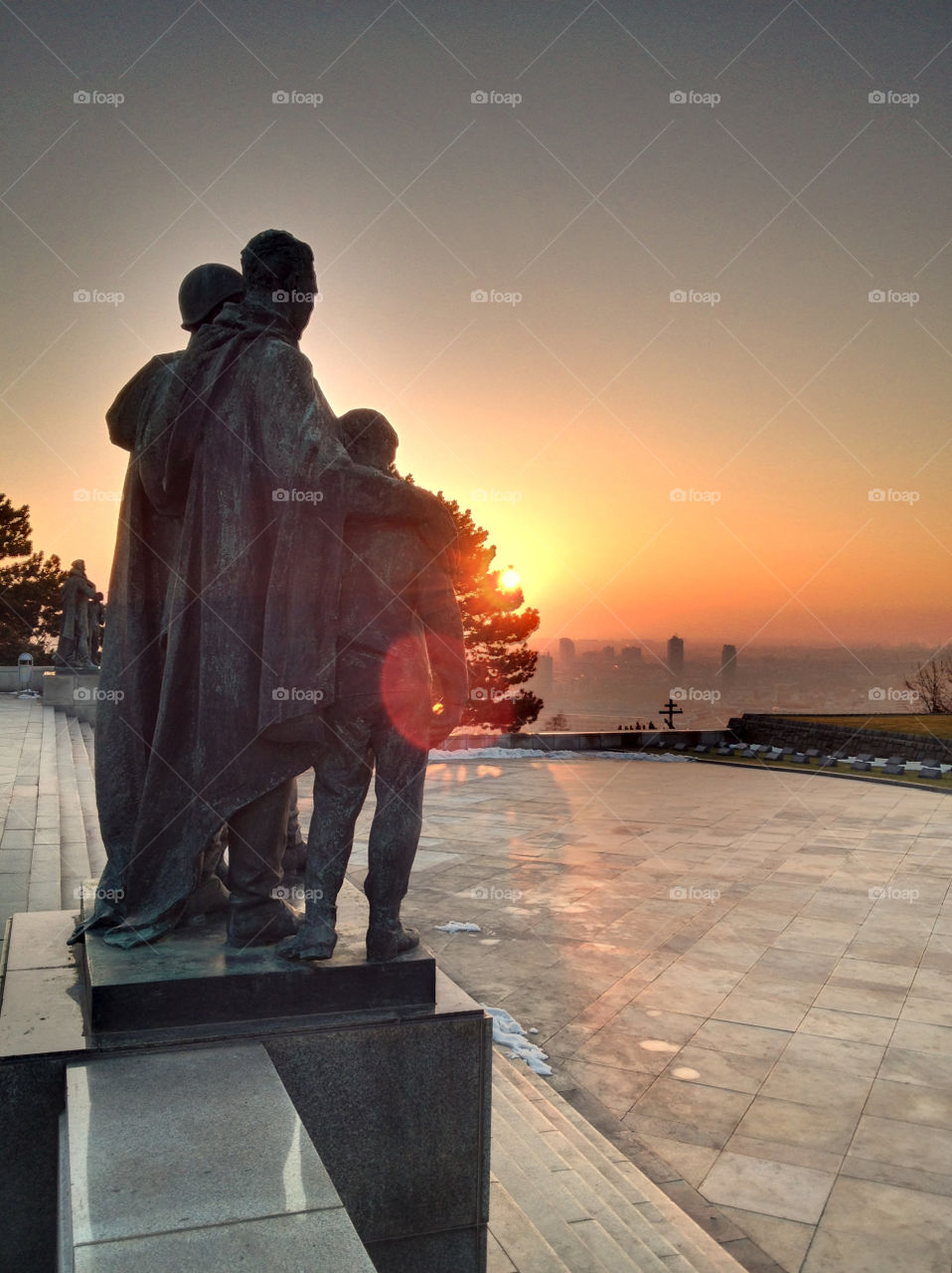 People, Sunset, Statue, Water, Travel