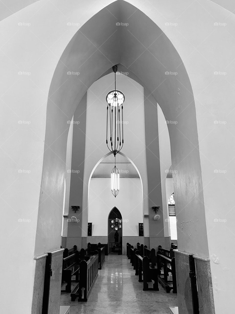 A series of arches in a church