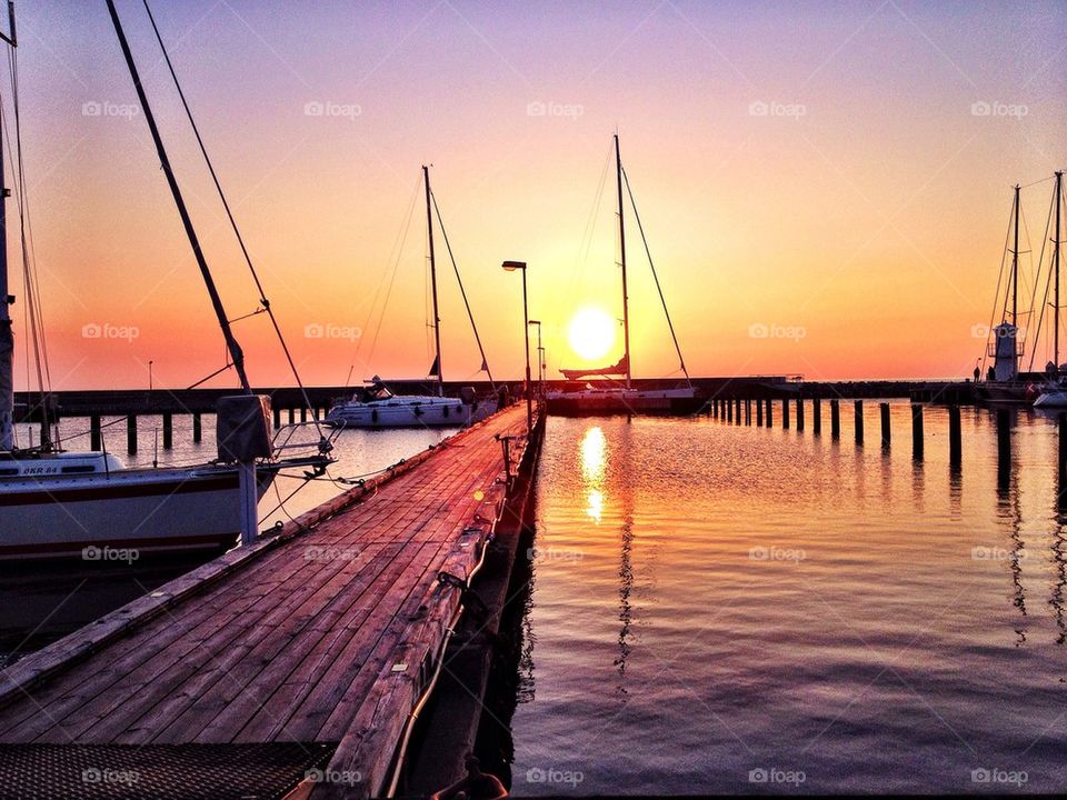 Sunset at the harbour