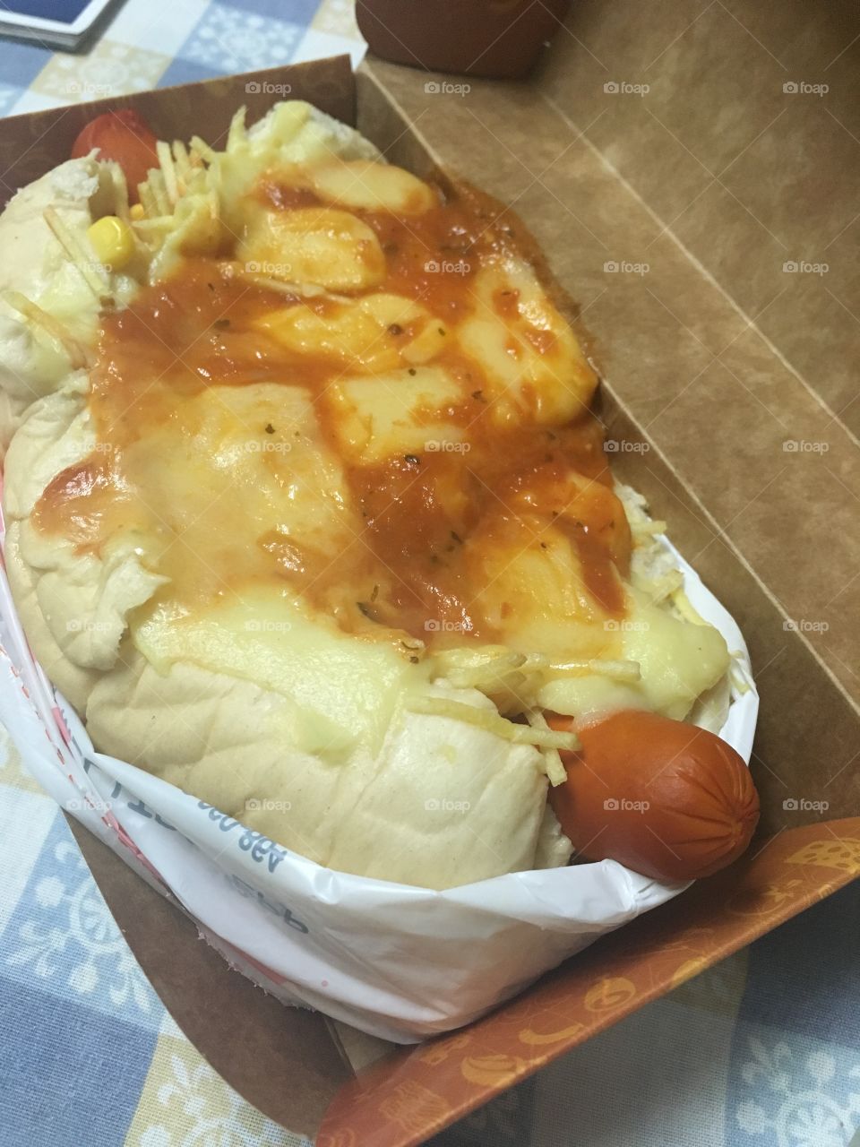 Um delicioso Hot Dog completíssimo! Amo Cachorro-quente 🌭 .