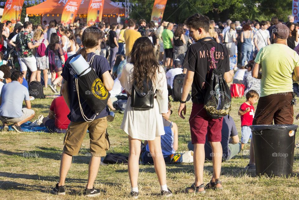 People at summer jazz festival in the city park