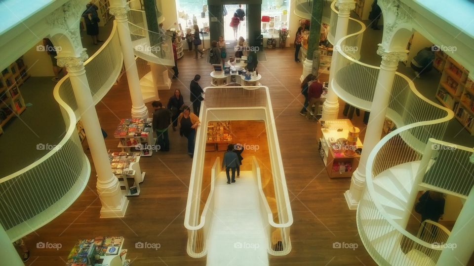 library, Bucharest, Romania, Carturesti, architecture, interior, corners, stairs, steps,