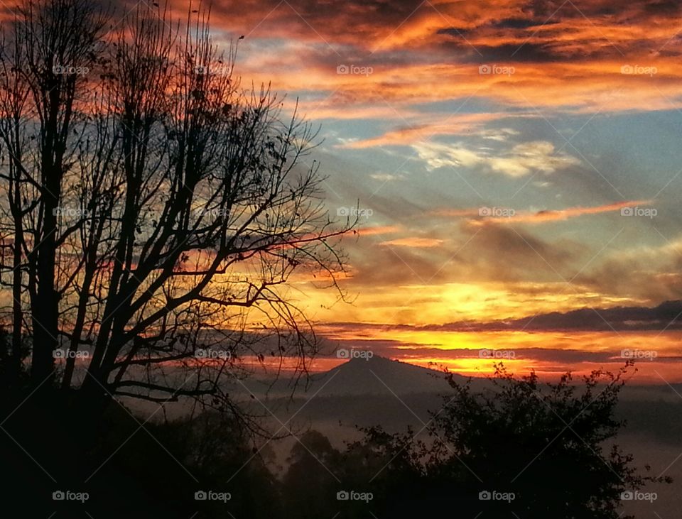 Sunrise. Sunrise over Pico Sacro, Galicia