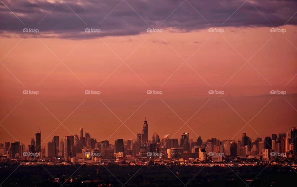 Twilight moment of Bangkok city scape , Thailand