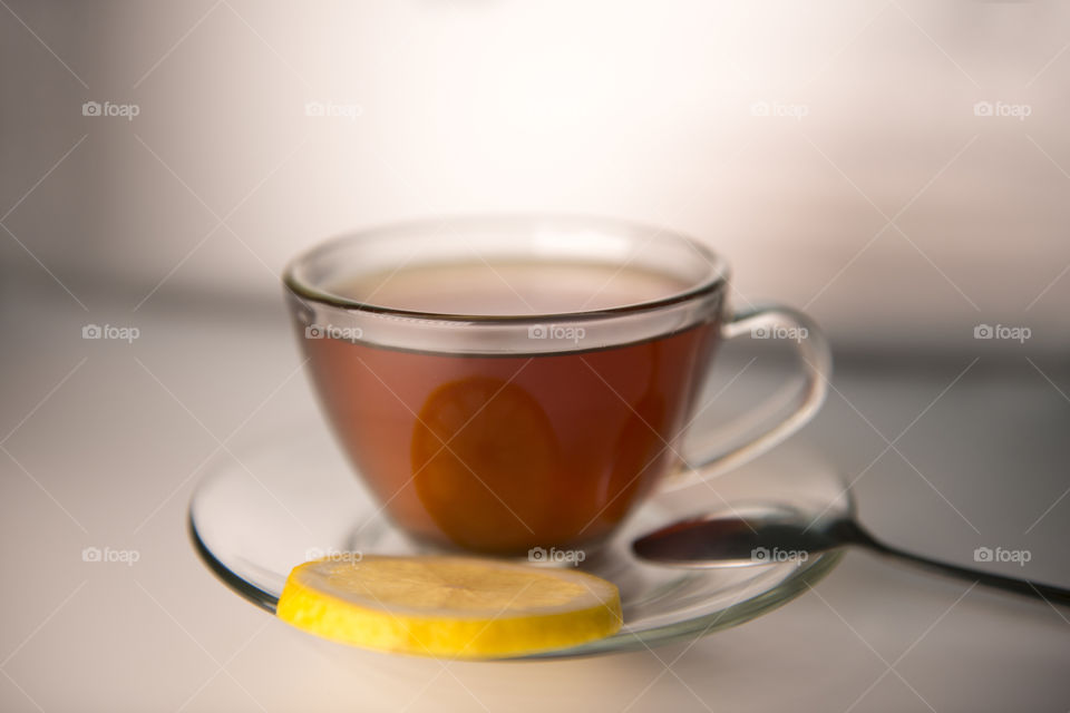 Cup of hot lemon tea