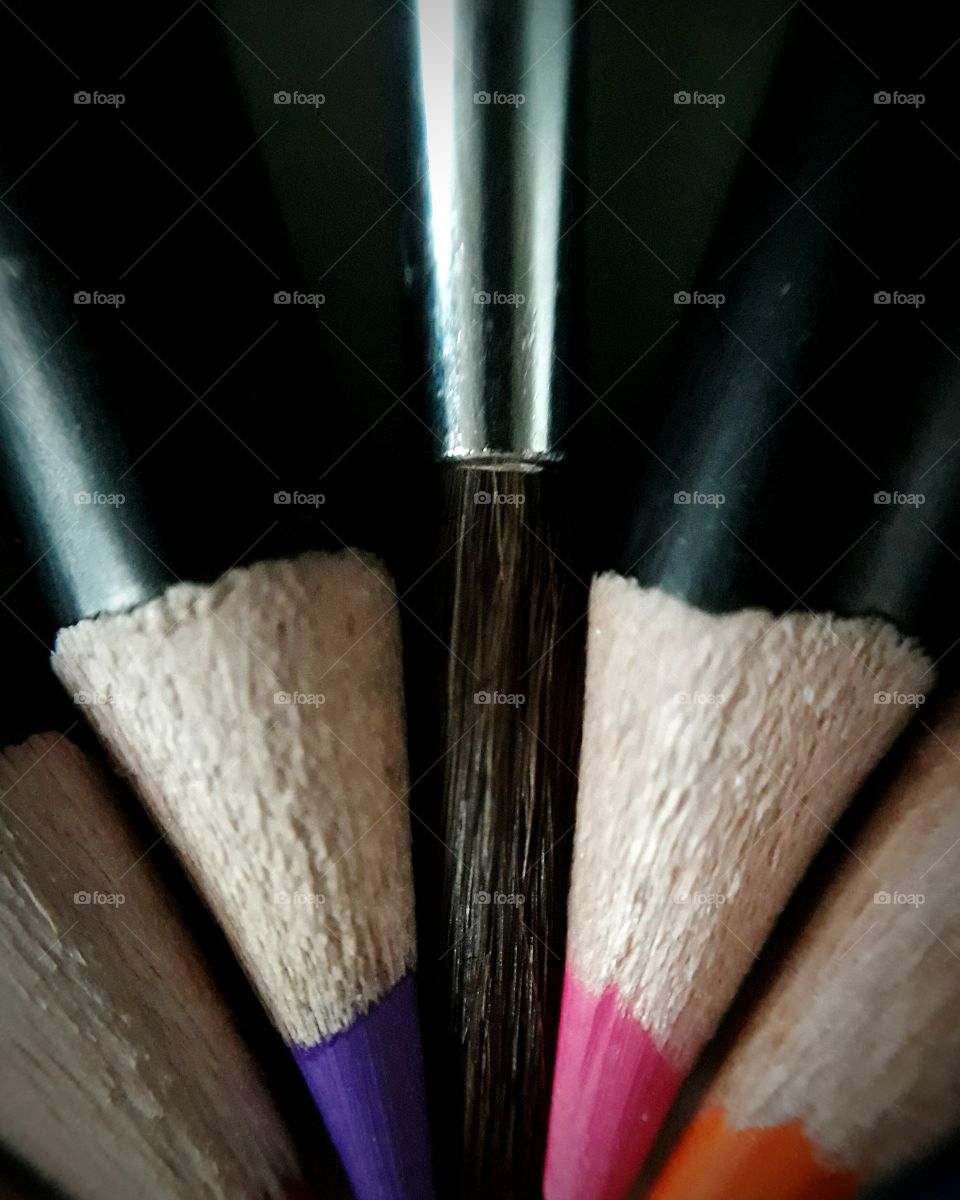 Colour pencils and brush- stationary