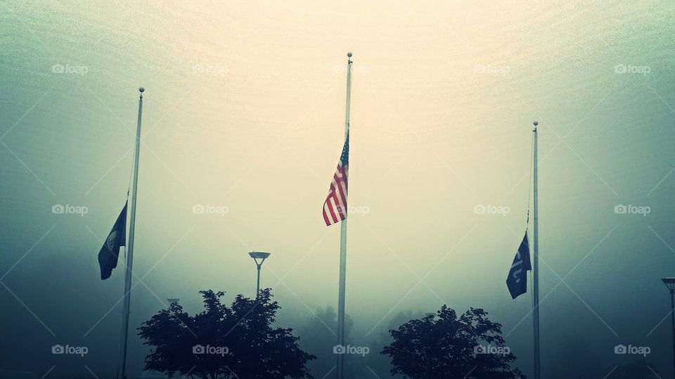 flags at half