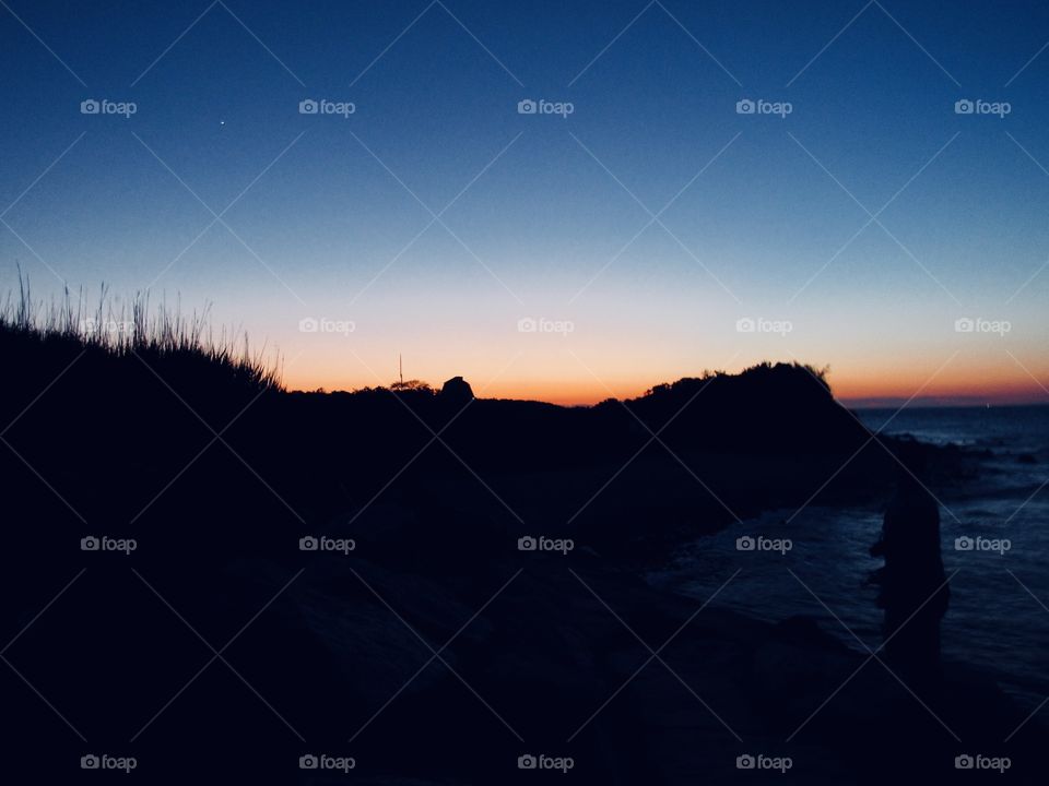 Montauk New York, Seashore, rocks, beach, sea, landscape, sunset, 