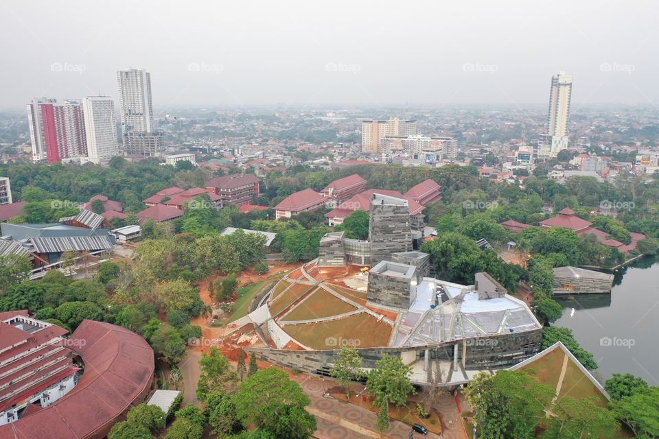 The aerial view at campus university of Indonesia