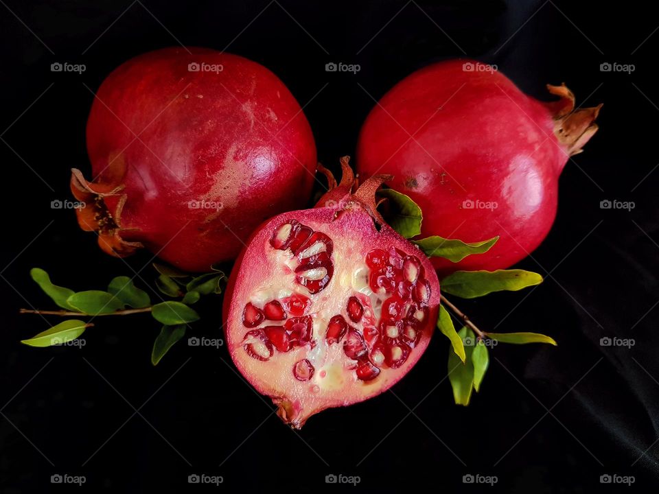 Red juicy delicious pomegranates