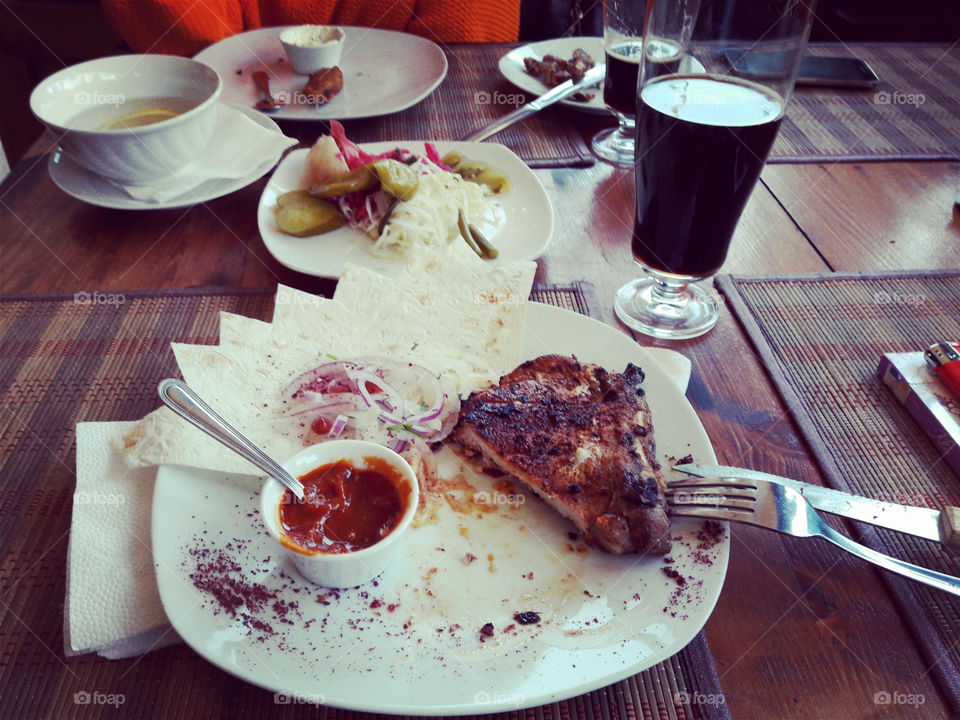 dinner eat table serve lunch meat dish