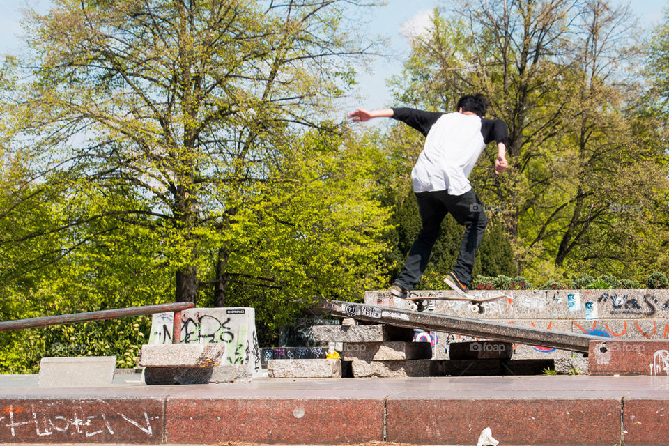 Skateboarder doing tricks