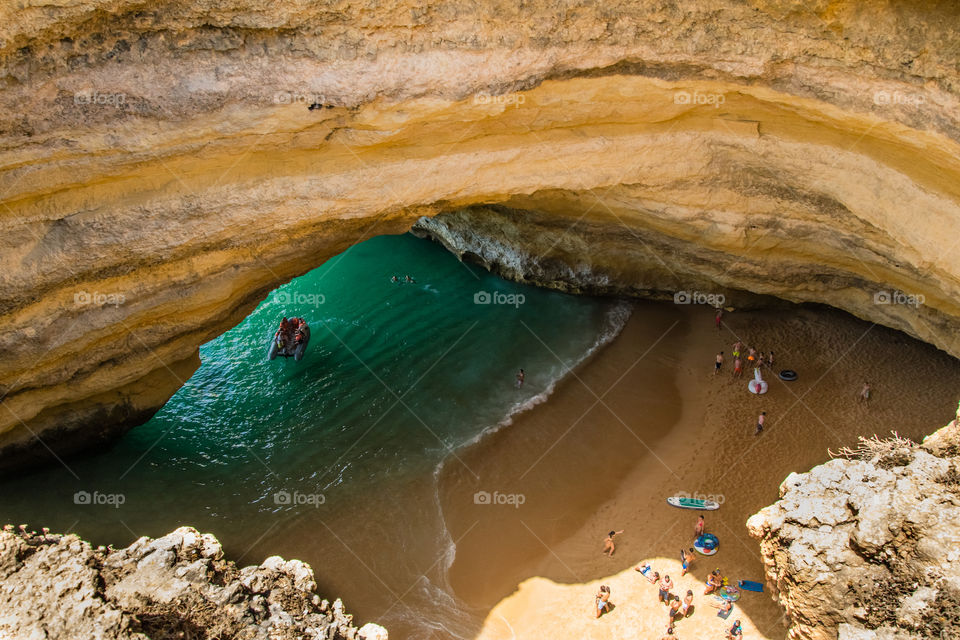 Sea caves in Benagil, Algarve, Portugal