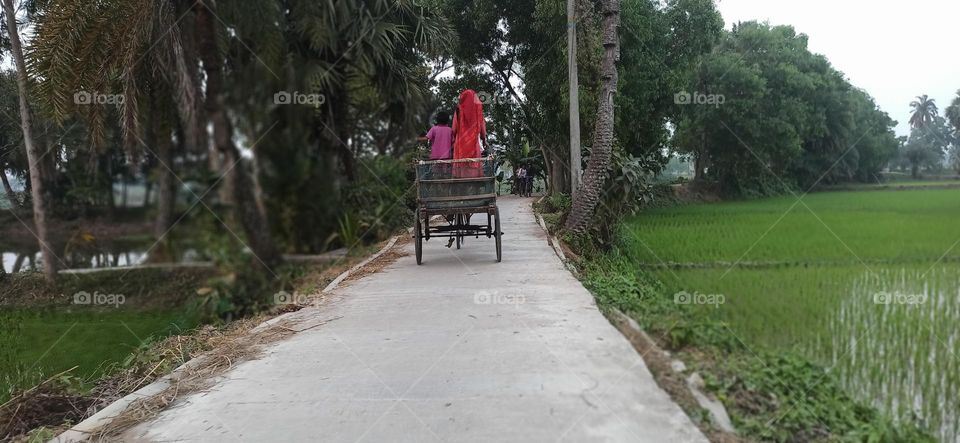 Traditional 3 wheeler on a village path