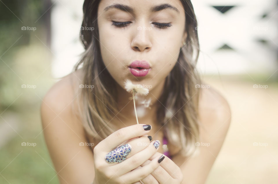 Blowing a flower 