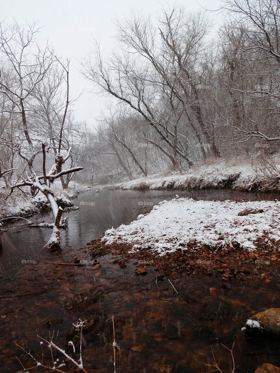 snowy creek. winter of Wisconsin