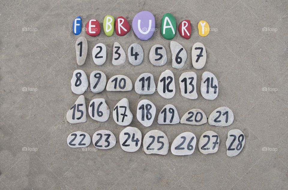 February, second month of the year on stones