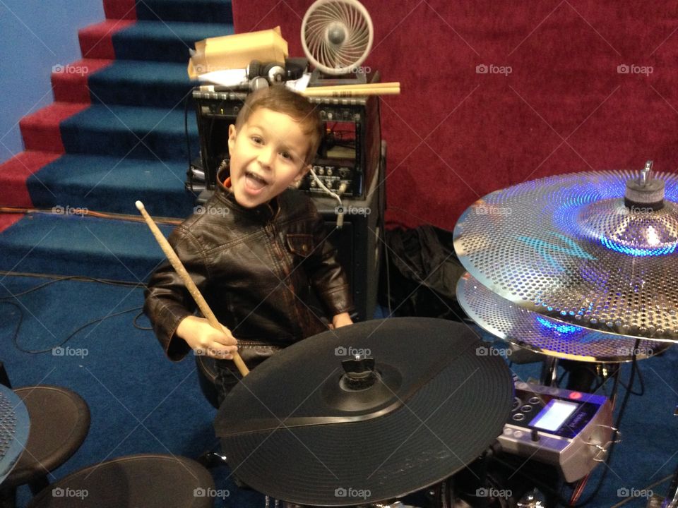 Little Drummer . Boy playing drums