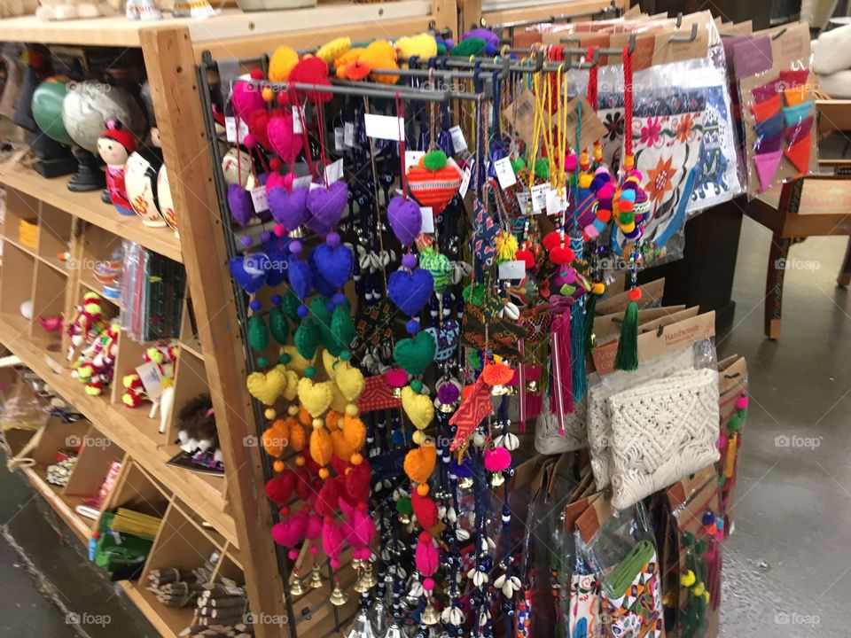 Colorful wind chimes display at World Market 