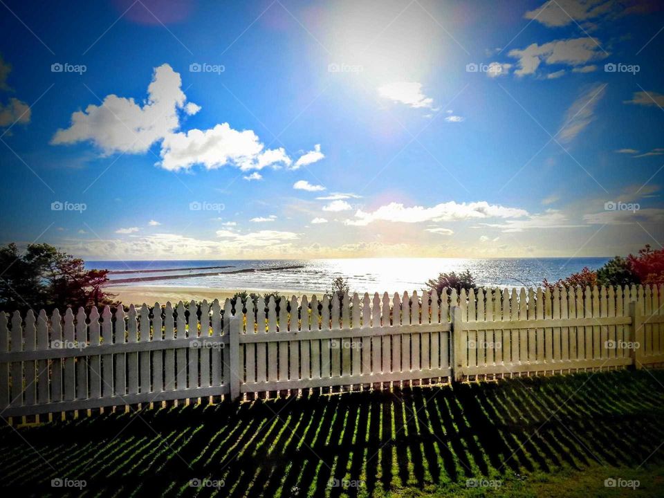 Stunning Bright Sunrise and Picket Fence "Early Bird Gets the Worm"