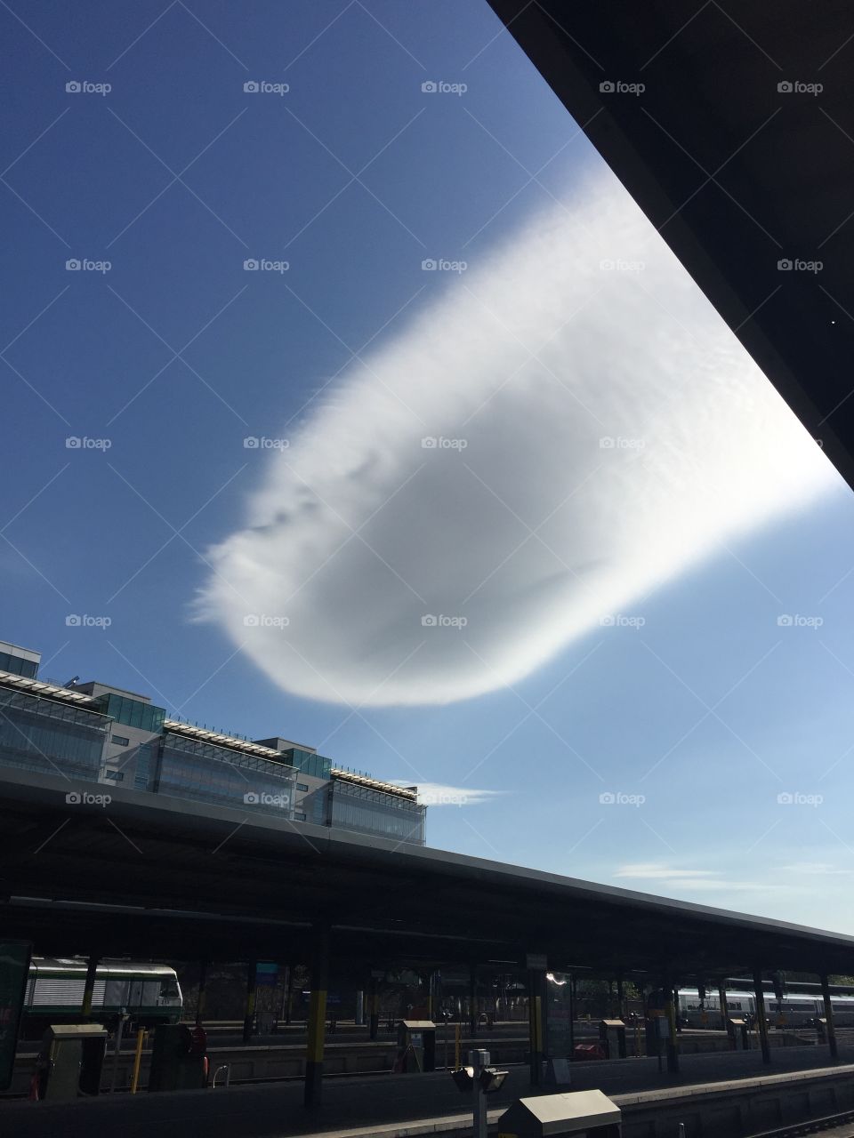 Strange Clouds. Strange cloud formation hangs over Heuston Station Dublin 