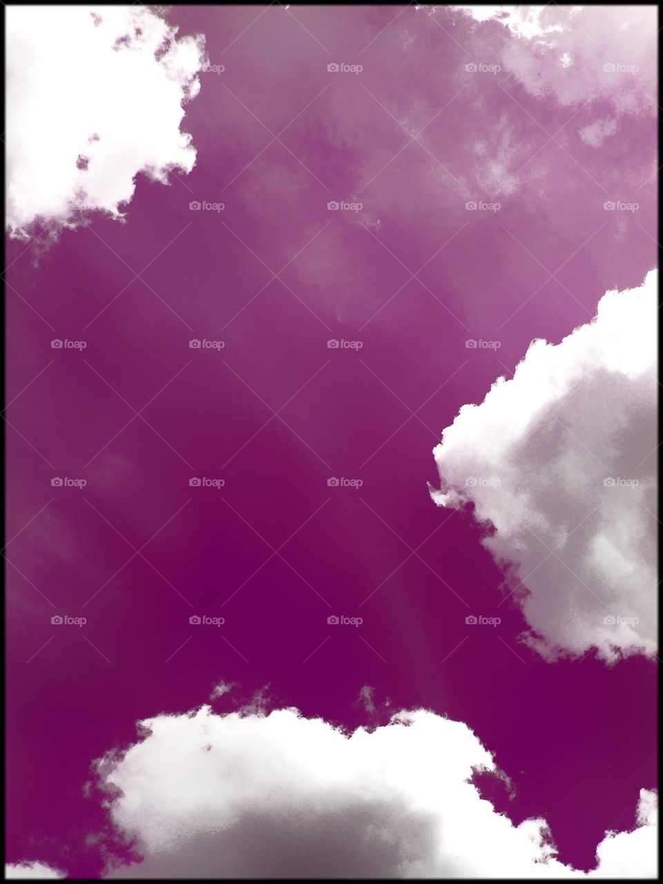 Purple sky with white clouds trippy psychedelic minimalist background summer feeling traveling in space