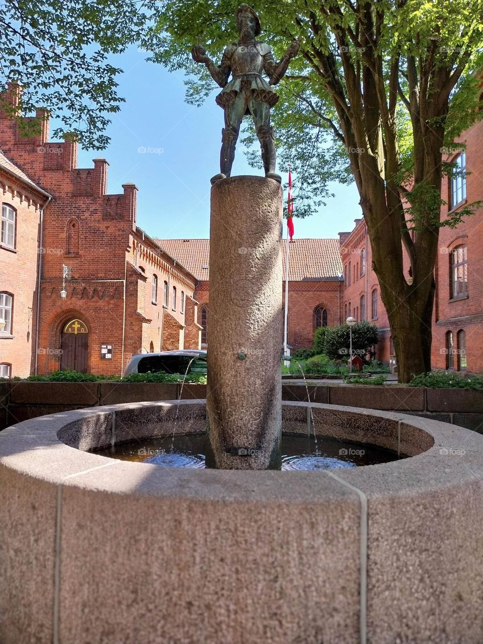 fountain by the church
