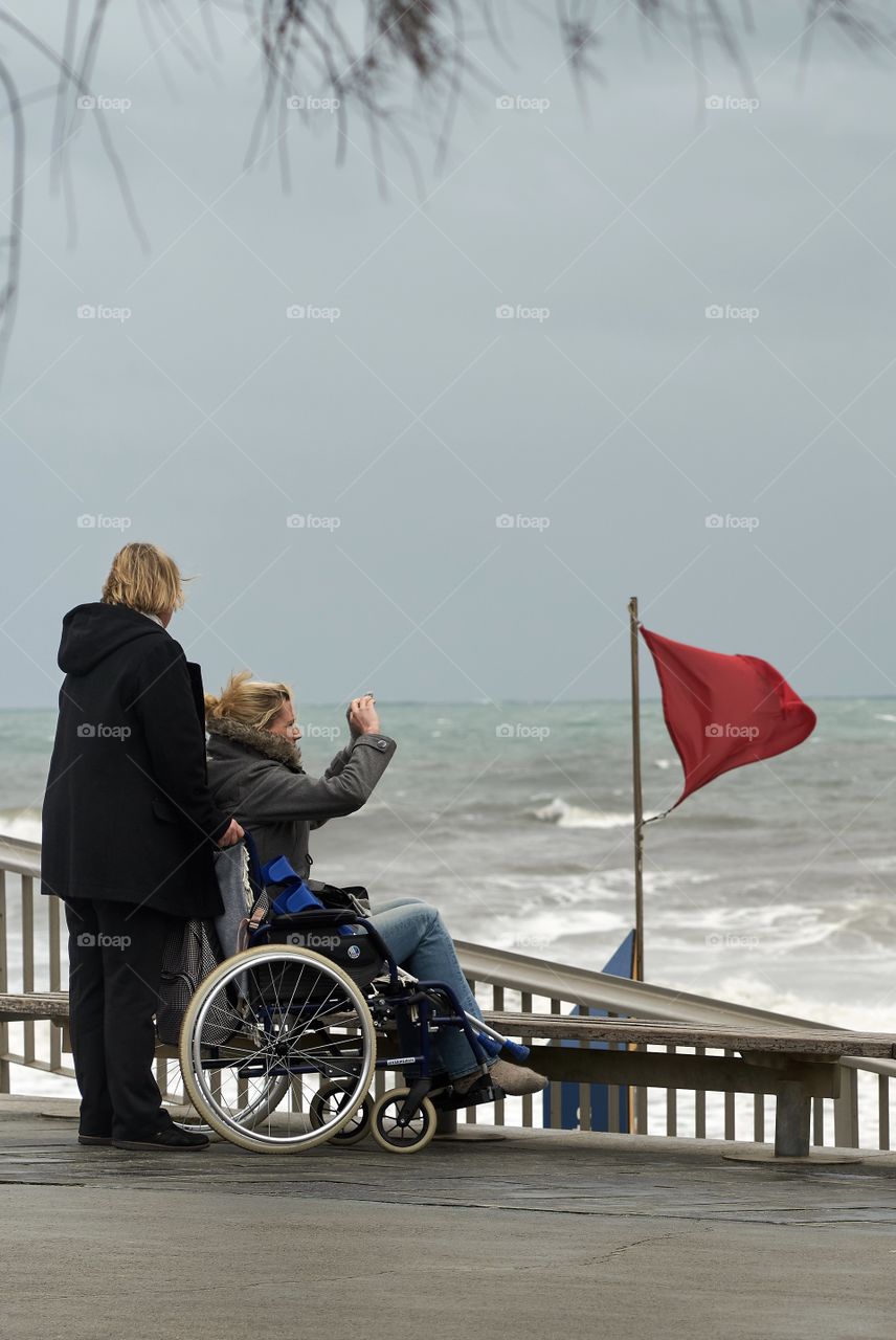 Photographing the storm from a wheelchair 