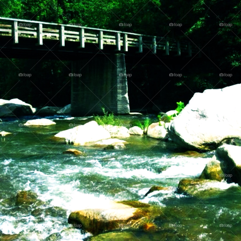 bridge rocks creek water by SassyChic23