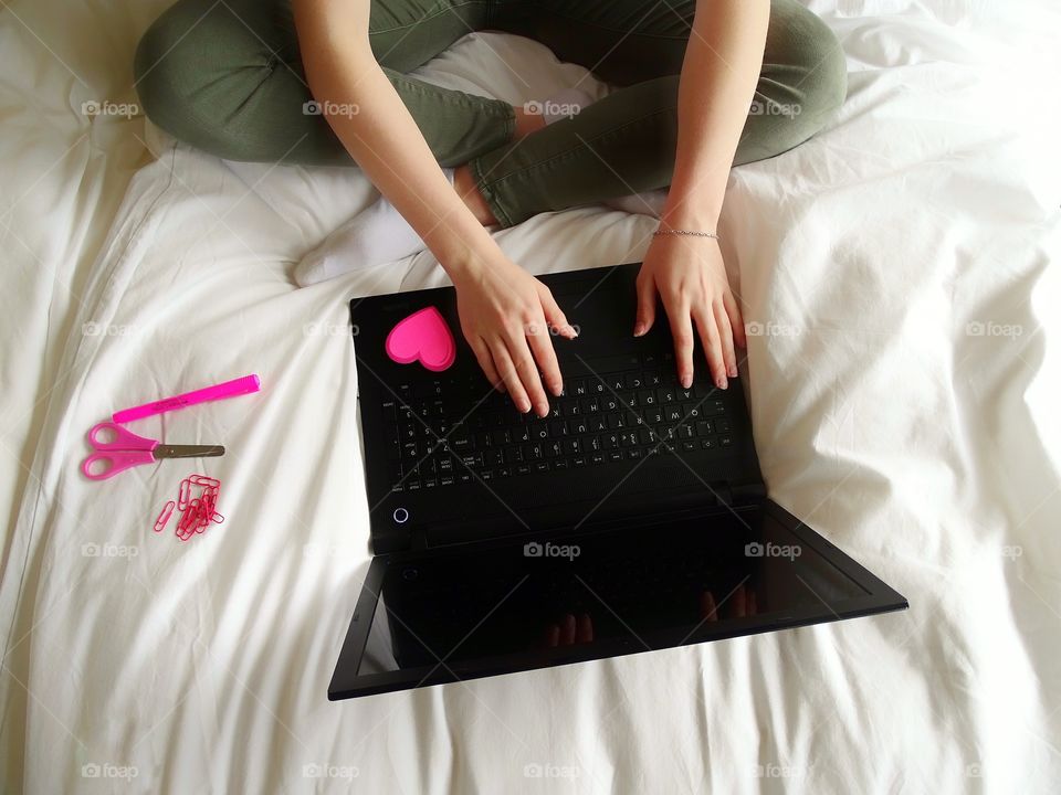 Girl using laptop