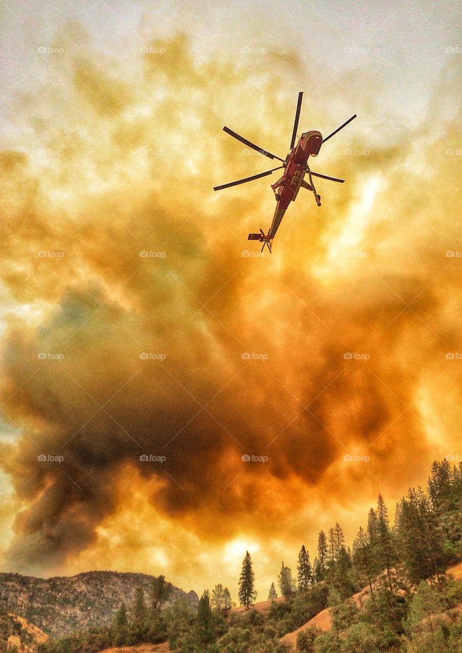 Helicopter Fighting Wildfire