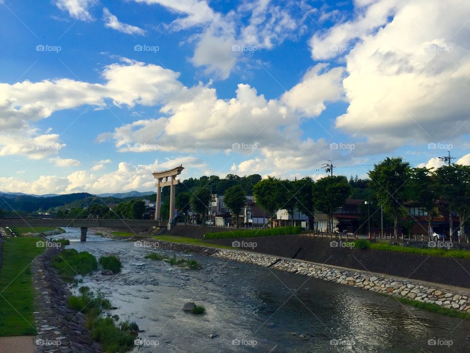 Takayama river at dusk