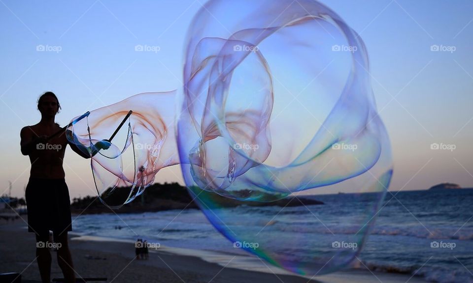 Giant fun bubbles at the beach