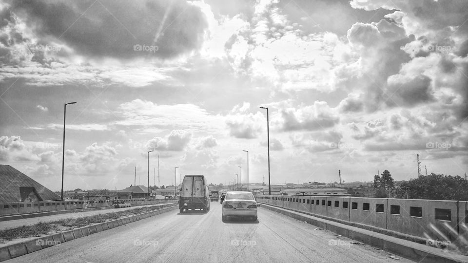 over bridge in black and white