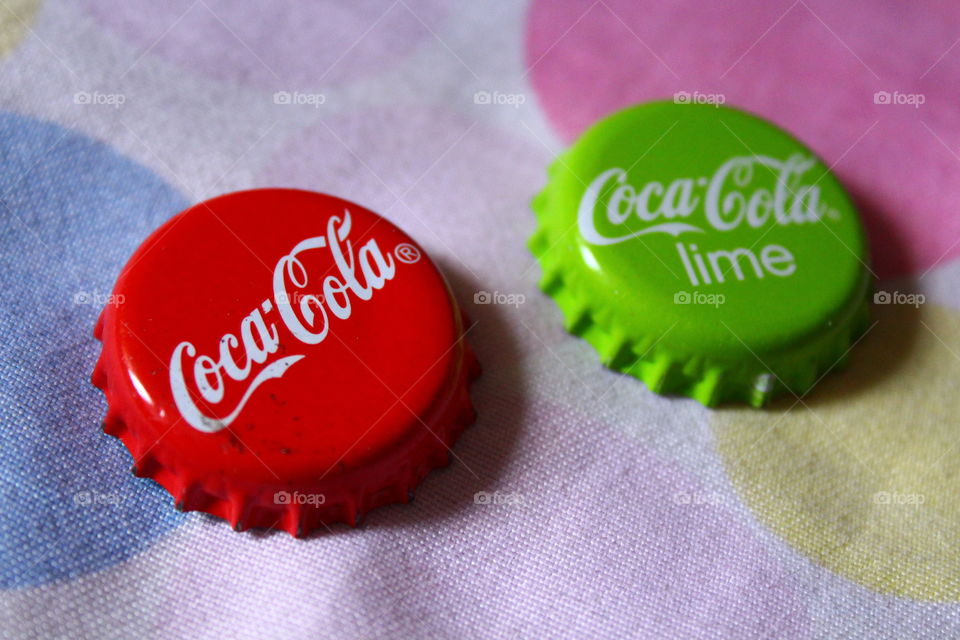 Coca cola caps green and red