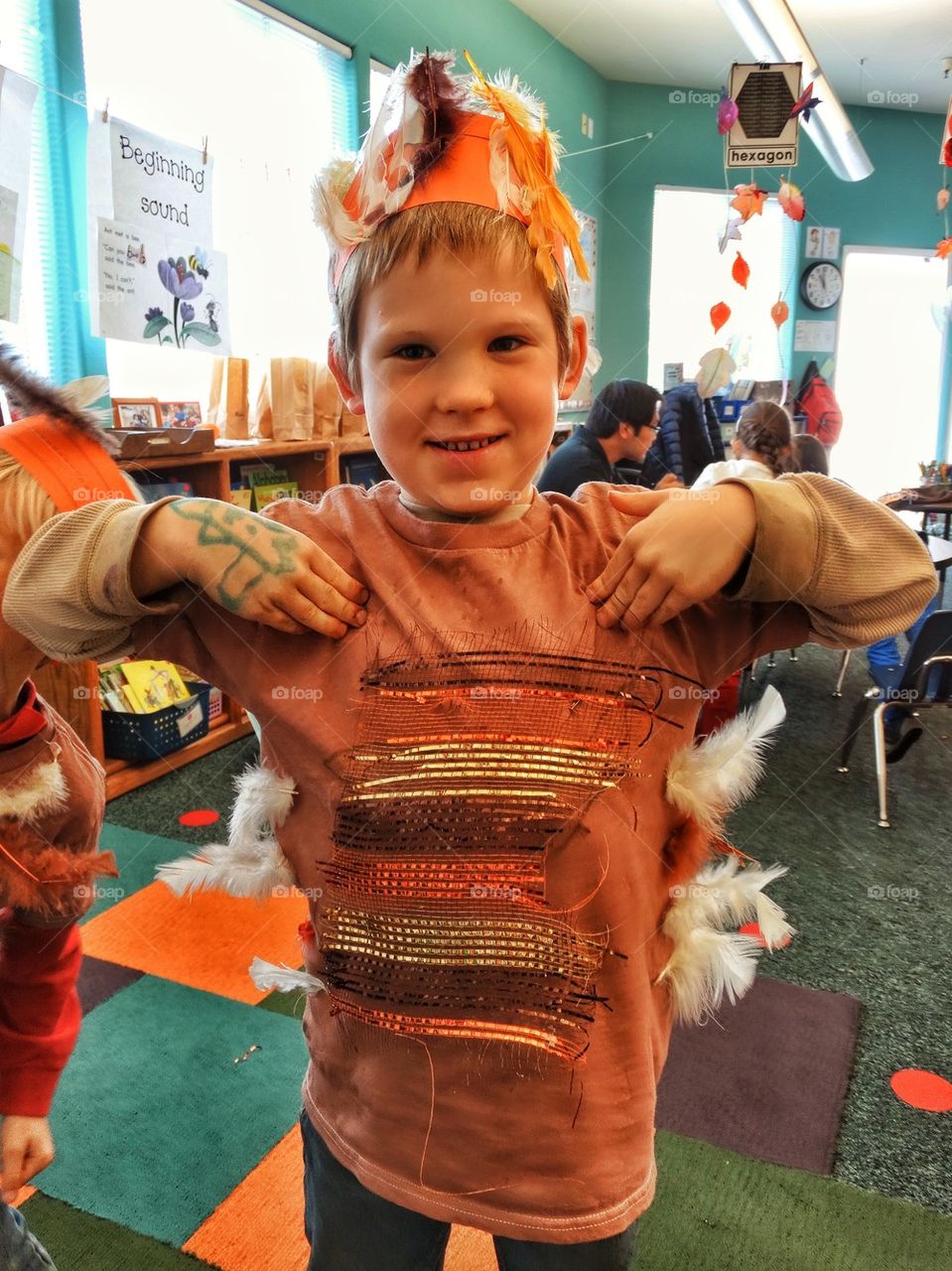 Happy Boy In Thanksgiving Costume