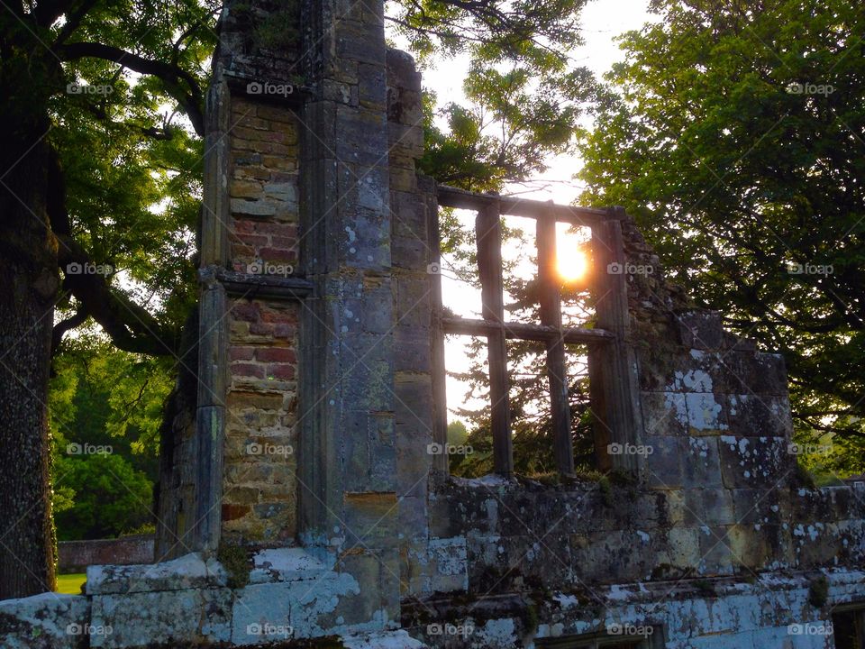 Late sun through the window of a ruin