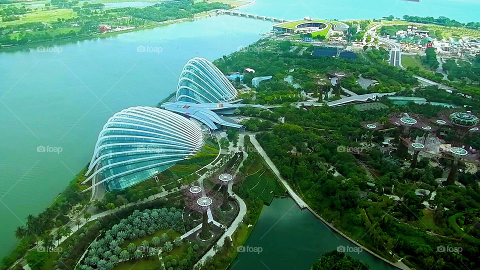 Singapore, the beauty of Gardens By The Bay. An unparalleled view admired from the Sands SkyPark Observation Deck.